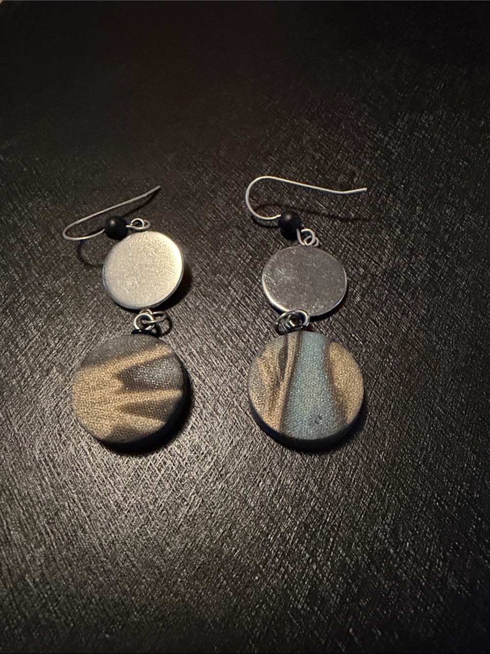 Handcrafted Metallic and resin Dangle Earrings